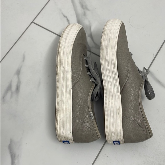 Keds Grey Shimmer Canvas Sneakers Casual Low-Top - Picture 7 of 12